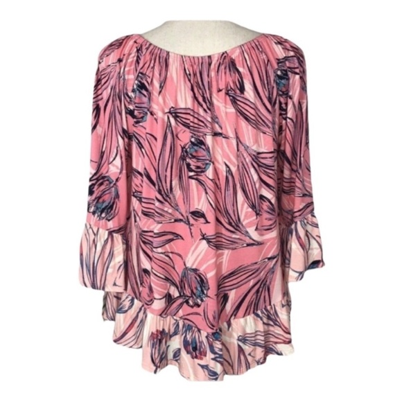 NEW Style & Co Plus Blouse Off Shoulder Top Elastic Neckline 3/4 Sleeves Pink 2X - Picture 3 of 4